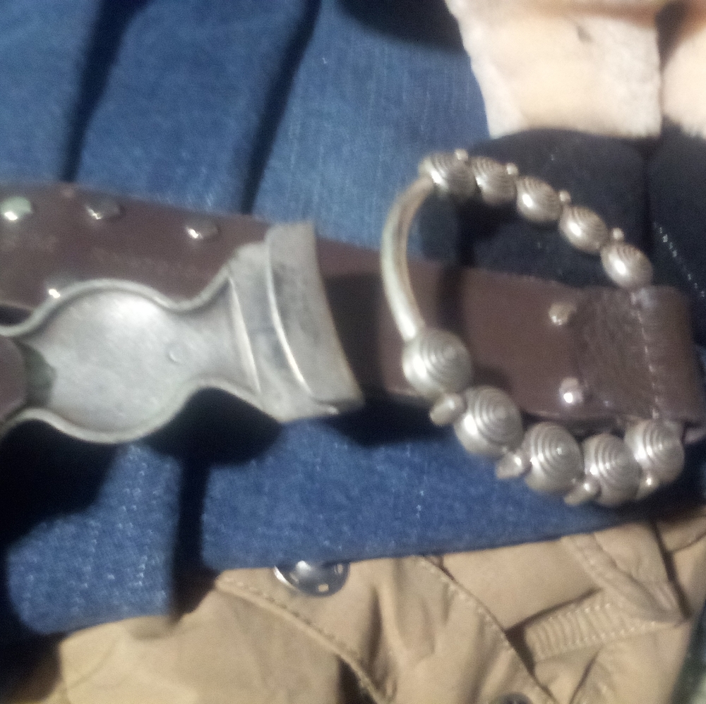 Leather and steel western hopk belt